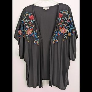 Floral Embroidered Loose Fit Cardigan